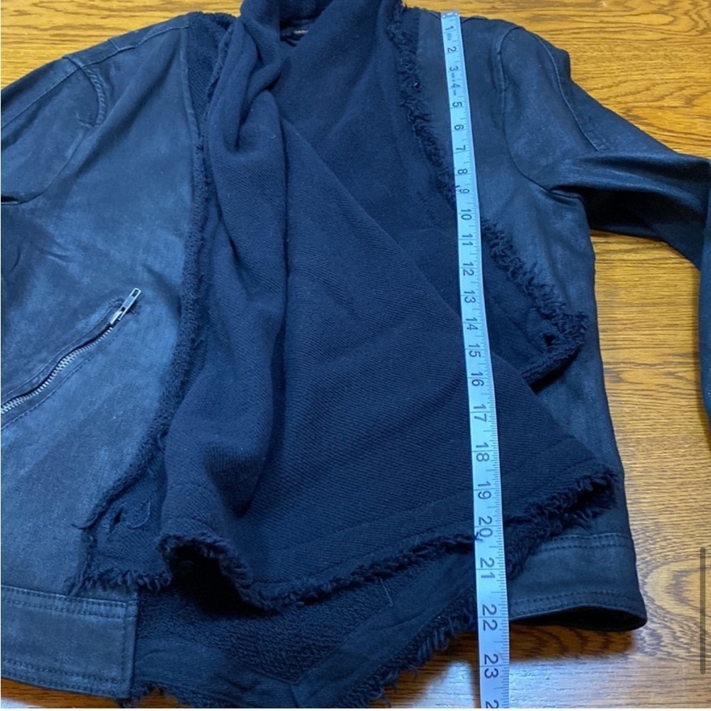 Free People Black Comb Open Waterfall Front Raw Trim Cotton Jacket Sz 6 ✌️❤️EUC‌ - Picture 14 of 16